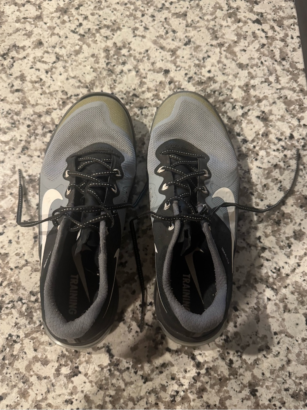 Nike Women's Gray and Black Training Sneakers with White Swoosh